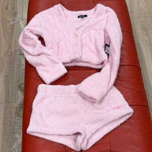 Cozy Bebe PJs - pink fuzzy cuddly - size S new